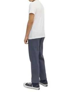 Pantalon chino 4 poches en coton bleu marine uni à coupe regular fit
