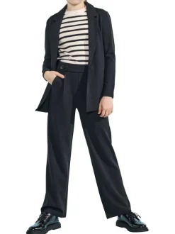 Pantalon chino en coton biologique noir uni pourvu d'une coupe fluide