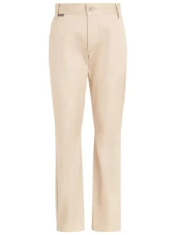 Pantalon chino en coton biologique mélangé beige avec une coupe slim