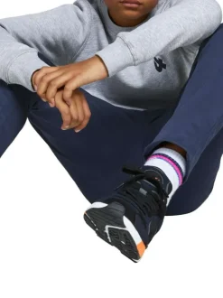 Pantalon Chino en coton marine uni coupe slim et poches droites à l'arrière
