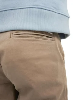 Pantalon Chino marco bowie en coton beige uni avec une coupe slim et des poches latérales