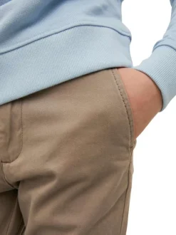 Pantalon Chino marco bowie en coton beige uni avec une coupe slim et des poches latérales