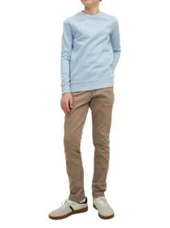 Pantalon Chino marco bowie en coton beige uni avec une coupe slim et des poches latérales