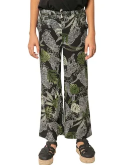 Pantalon chino noir tropical pourvu d'un cordon de serrage et d'une coupe droite