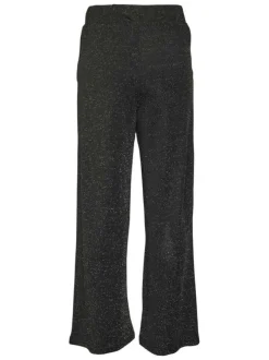 Pantalon Chino noir uni avec une coupe droite, fluide et large en lurex
