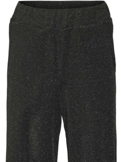 Pantalon Chino noir uni avec une coupe droite, fluide et large en lurex