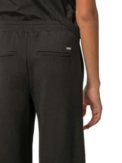 Pantalon chino noir uni pourvu d'un cordon de serrage et d'une coupe droite