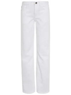 Pantalon en better coton initiative blanc uni avec une coupe regular fit
