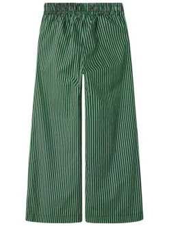 Pantalon en coton biologique vert à rayures avec une coupe large