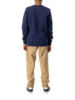 Pantalon en coton camel uni avec une coupe regular fit et poches latérales