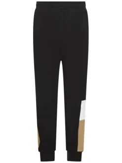 Pantalon jogging en coton mélangé noir uni et une coupe slim