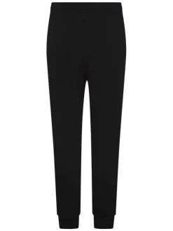 Pantalon jogging en coton noir uni avec une coupe slim et une taille élastiquée