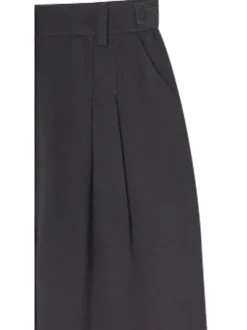 Pantalon noir uni avec une coupe droite et des passants pour la ceinture