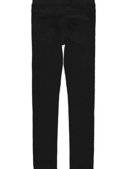 Pantalon noir uni avec une coupe droite et à fermerture zippée boutonnée
