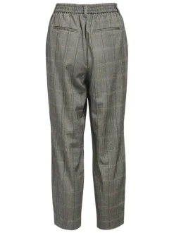 Pantalon anthracite à carreaux avec une coupe chino et une taille élastique