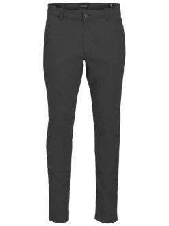 Pantalon anthracite Chino Marco Bowie en coton à motifs chevrons et coupe slim