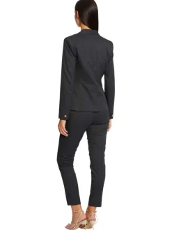 Pantalon anthracite rayé avec une coupe slim et une taille intermédiaire