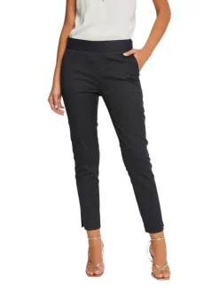 Pantalon anthracite rayé avec une coupe slim et une taille intermédiaire