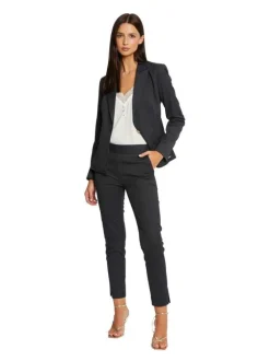 Pantalon anthracite rayé avec une coupe slim et une taille intermédiaire