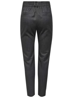 Pantalon anthracite uni avec une coupe droite et un lien de serrage