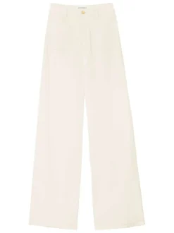 Pantalon Atlanty en coton écru uni pourvu d'une coupe flare