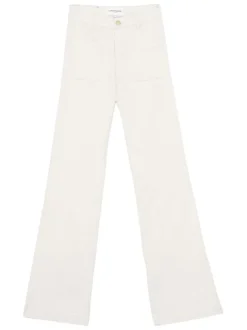 Pantalon beige côtelé en coton avec une coupe bootcut et 2 poches