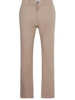 Pantalon beige pour homme uni en coton coupe droite YOUNG