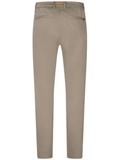 Pantalon beige uni avec une coupe droite et des passants pour ceinture