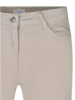 Pantalon beige uni pourvu d'une taille intermédiaire et d'une coupe slim