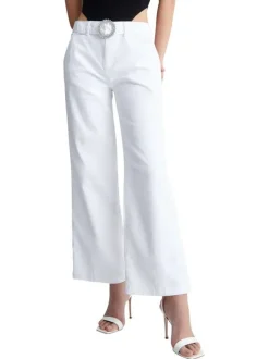 Pantalon blanc avec une coupe regular fit et une ceinture à strass