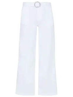 Pantalon blanc avec une coupe regular fit et une ceinture à strass