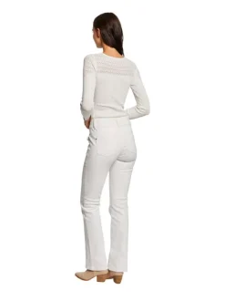 Pantalon blanc uni avec une coupe droite et une taille intermédiaire