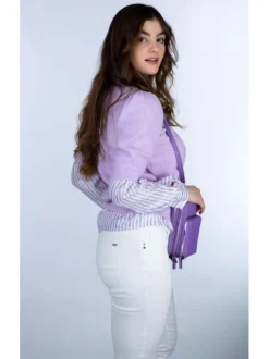Pantalon blanc uni avec une coupe slim et une taille intermédiaire