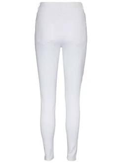 Pantalon blanc uni avec une coupe slim et une taille intermédiaire