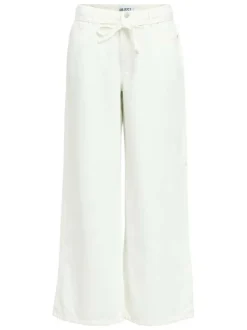 Pantalon blanc uni pourvu d'une coupe bootcut et de multiples poches