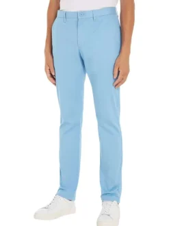Pantalon Bleeker en coton bleu uni avec une coupe chino et des poches latérales