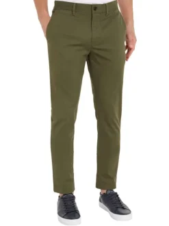 Pantalon Bleeker en coton kaki uni avec une coupe chino et des poches latérales