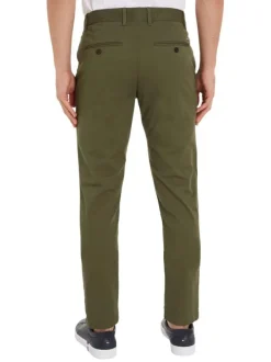 Pantalon Bleeker en coton kaki uni avec une coupe chino et des poches latérales