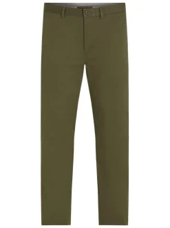 Pantalon Bleeker en coton kaki uni avec une coupe chino et des poches latérales