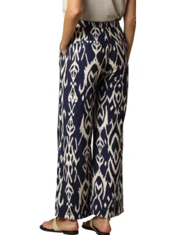 Pantalon bleu marine avec un imprimé géométrique et une coupe fluide