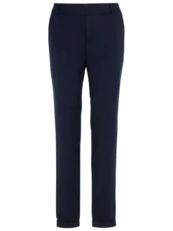 Pantalon bleu marine uni avec une coupe regular fit et une taille mi-haute