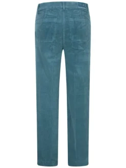 Pantalon bleu turquoise en coton uni avec une fermeture zippée