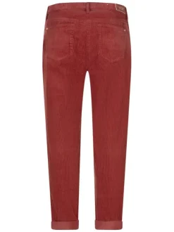 Pantalon brique en coton uni avec une fermeture zippée et 2 boutons à la taille