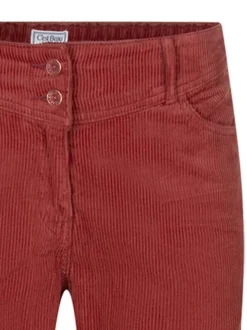 Pantalon brique en coton uni avec une fermeture zippée et 2 boutons à la taille