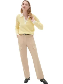 Pantalon Cargo chocolat uni avec une coupe Regular Fit et 6 poches