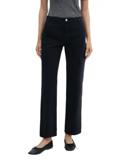 Pantalon cargo en coton anthracite avec une coupe regular fit et à 6 poches