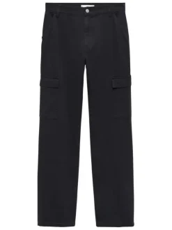 Pantalon cargo en coton anthracite avec une coupe regular fit et à 6 poches