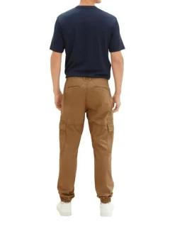 Pantalon Cargo en coton camel uni avec une coupe cargo et des poches latérales