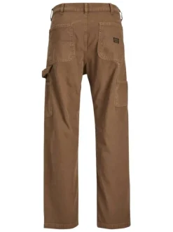 Pantalon Cargo en coton camel uni avec une coupe cargo et 5 poches