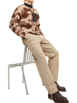 Pantalon Cargo en coton en transition beige uni avec une coupe cargo